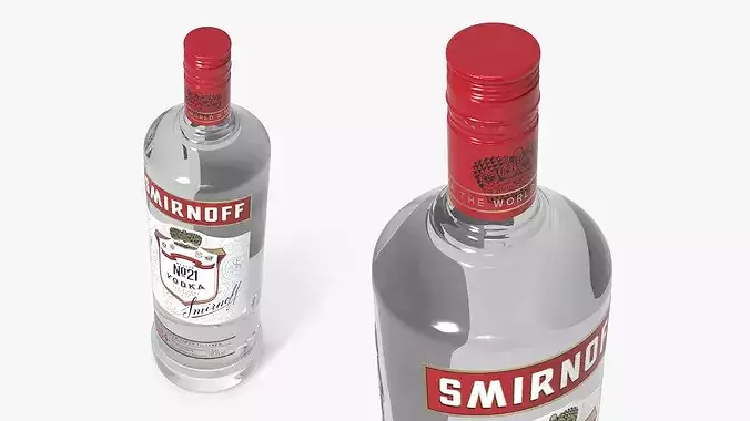 Smirnoff No21 Vodka Bottles Set 3D model 7
