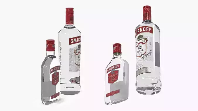Smirnoff No21 Vodka Bottles Set 3D model 3