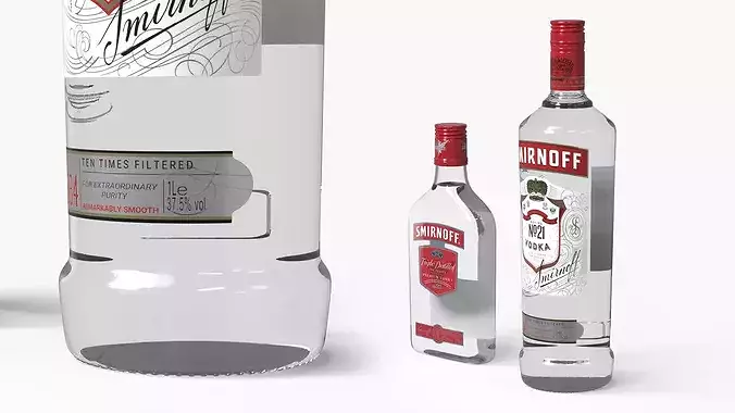 Smirnoff No21 Vodka Bottles Set 3D model 4
