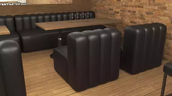Leather Couch 3D model 2