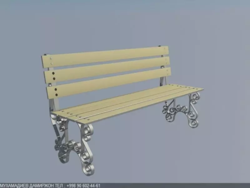 Simple bench 3D print model_0