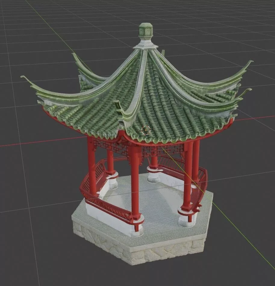Chinese-style hexagonal pavilion for 3D print 3D print model