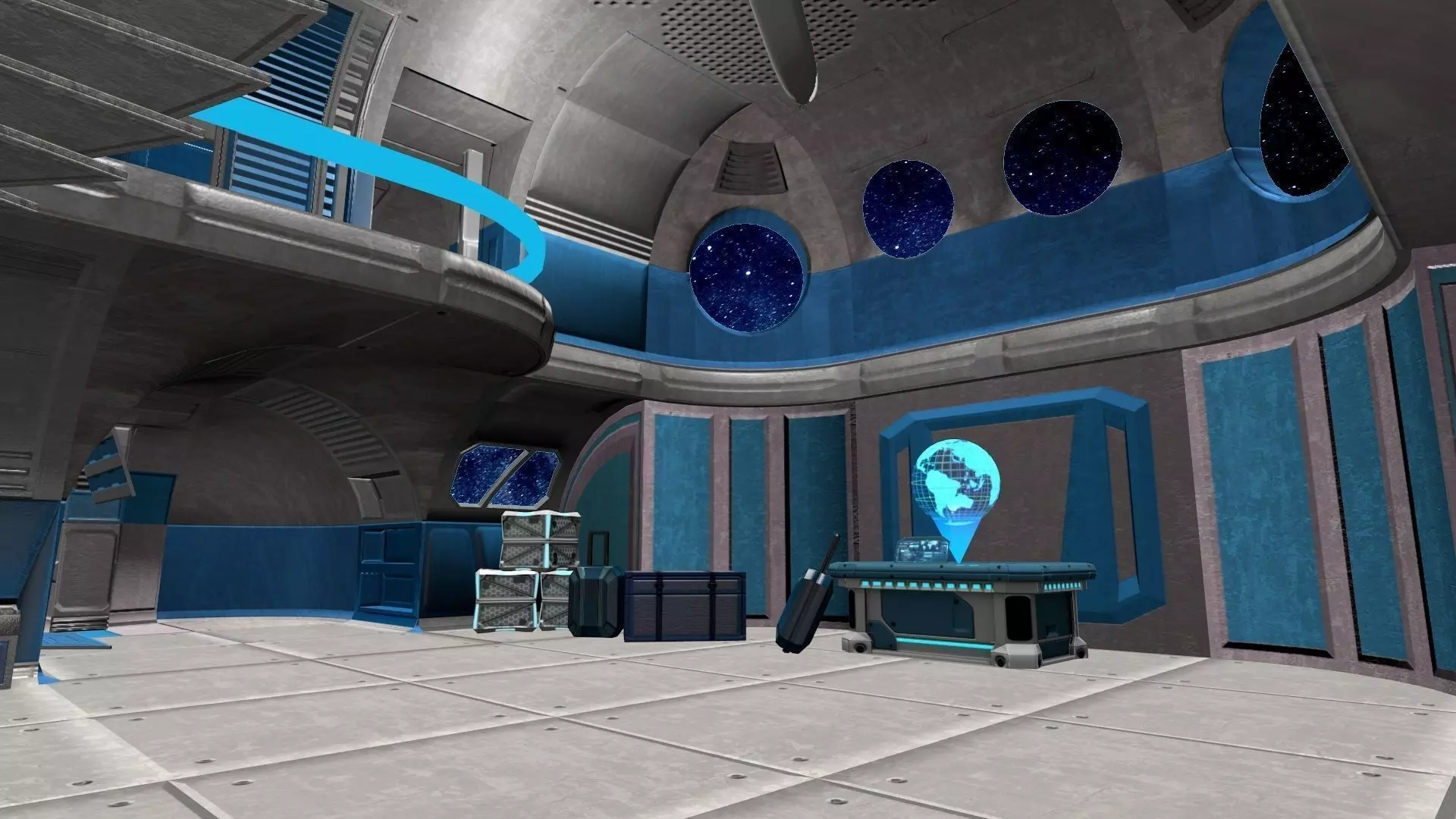 Game-Ready Modular Space Station Interior Kit Low-poly 3D model_0