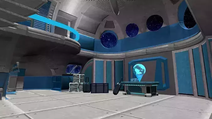 Game-Ready Modular Space Station Interior Kit Low-poly 3D model