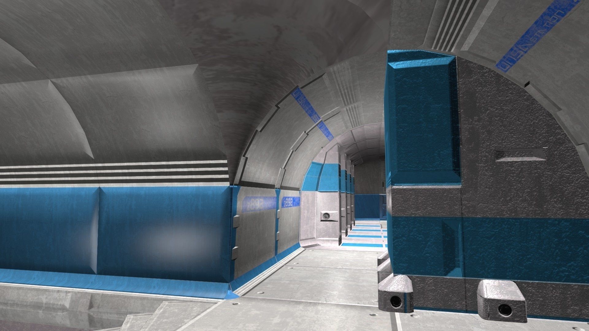 Game-Ready Modular Space Station Interior Kit Low-poly 3D model_7