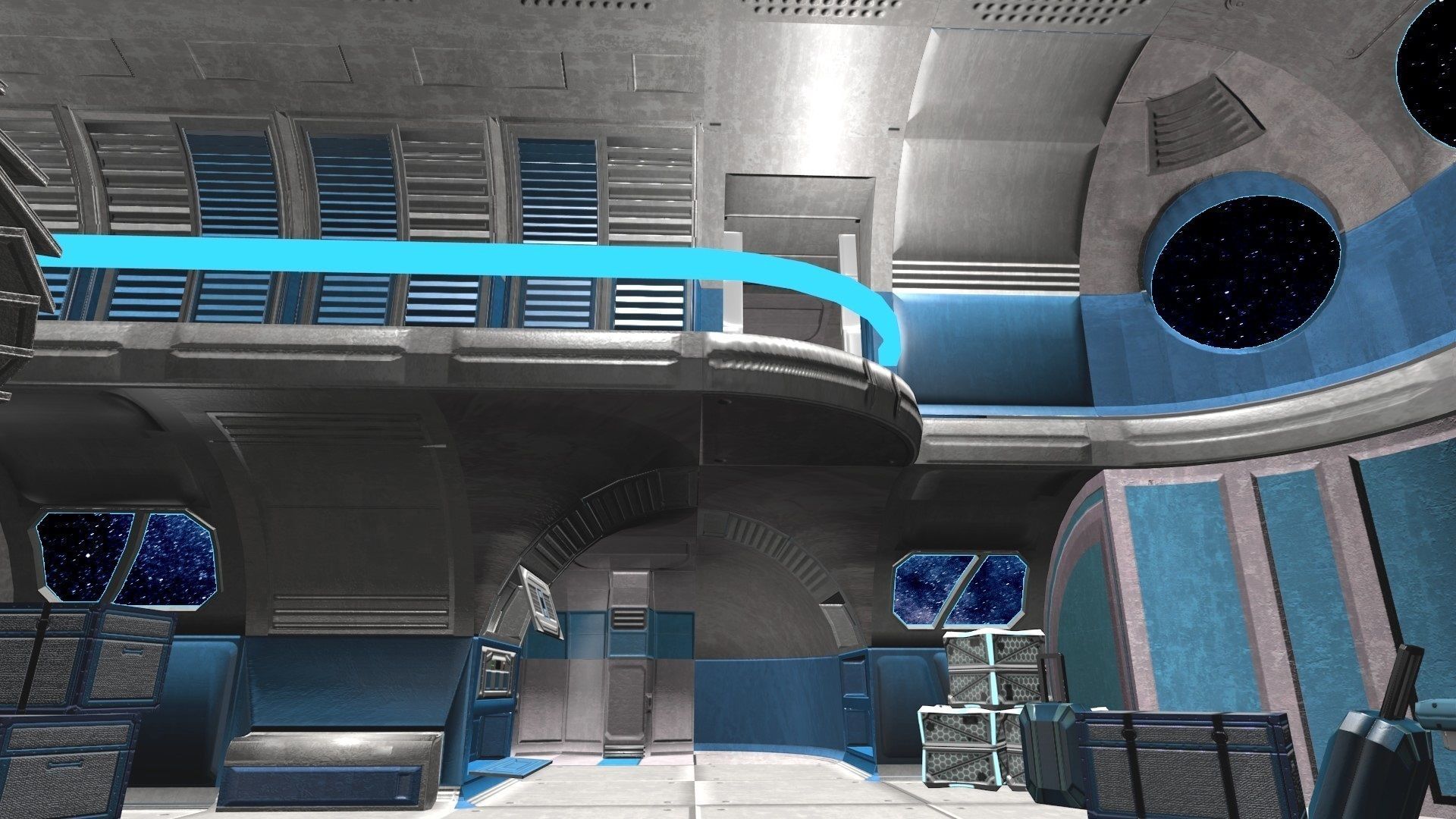 Game-Ready Modular Space Station Interior Kit Low-poly 3D model_10