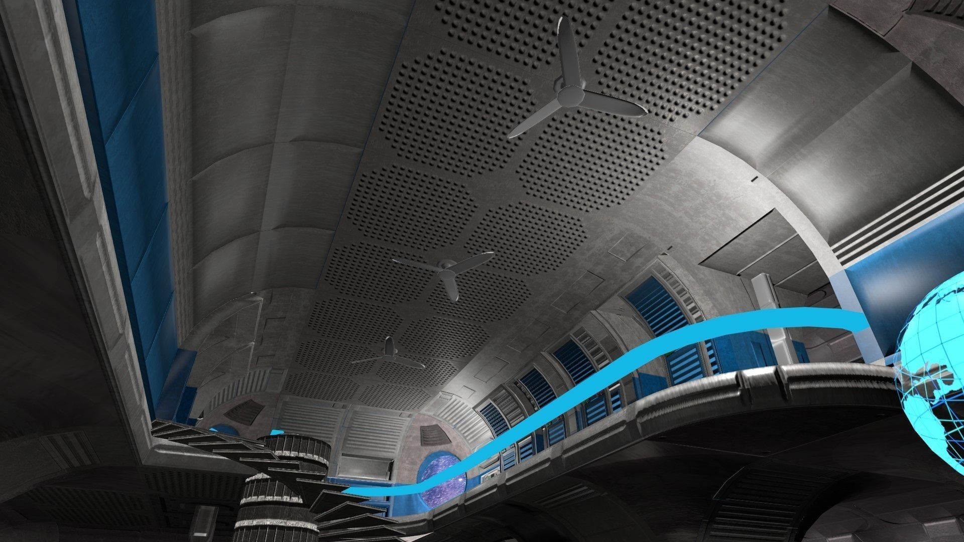 Game-Ready Modular Space Station Interior Kit Low-poly 3D model_9