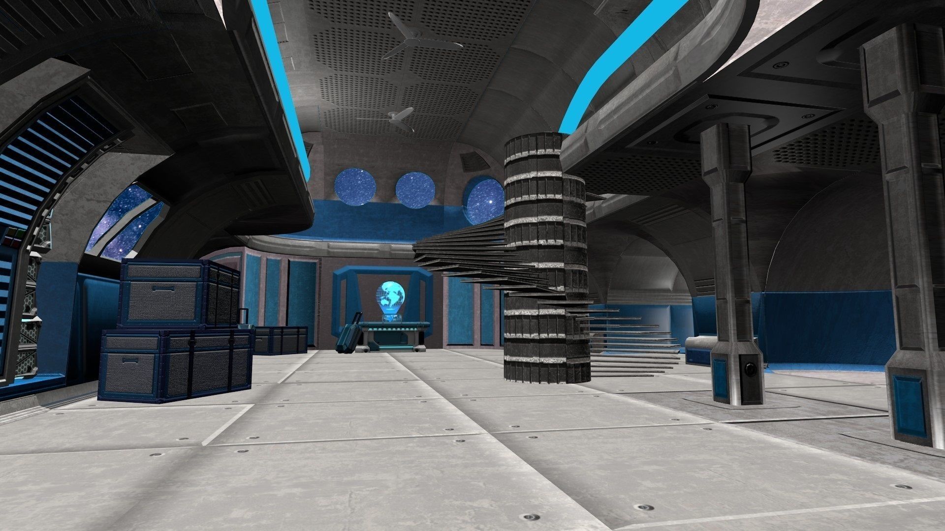 Game-Ready Modular Space Station Interior Kit Low-poly 3D model_4