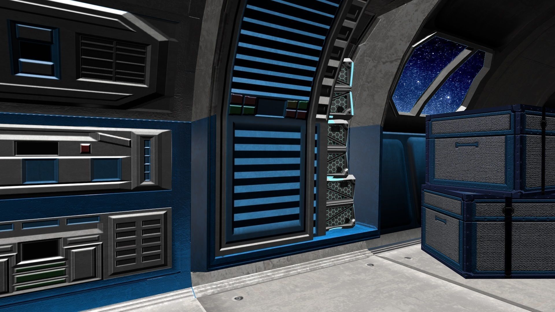 Game-Ready Modular Space Station Interior Kit Low-poly 3D model_3