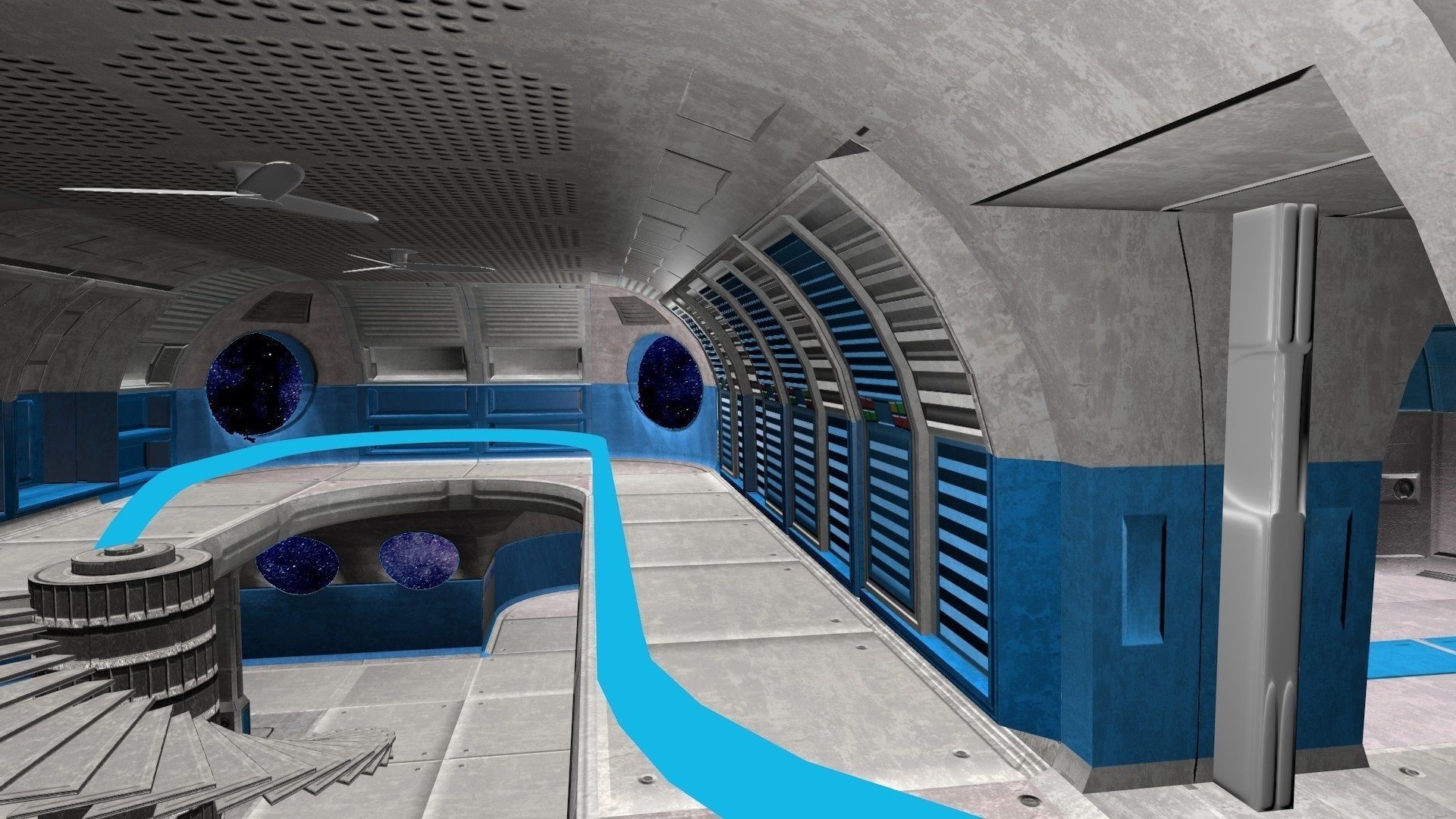 Game-Ready Modular Space Station Interior Kit Low-poly 3D model_12