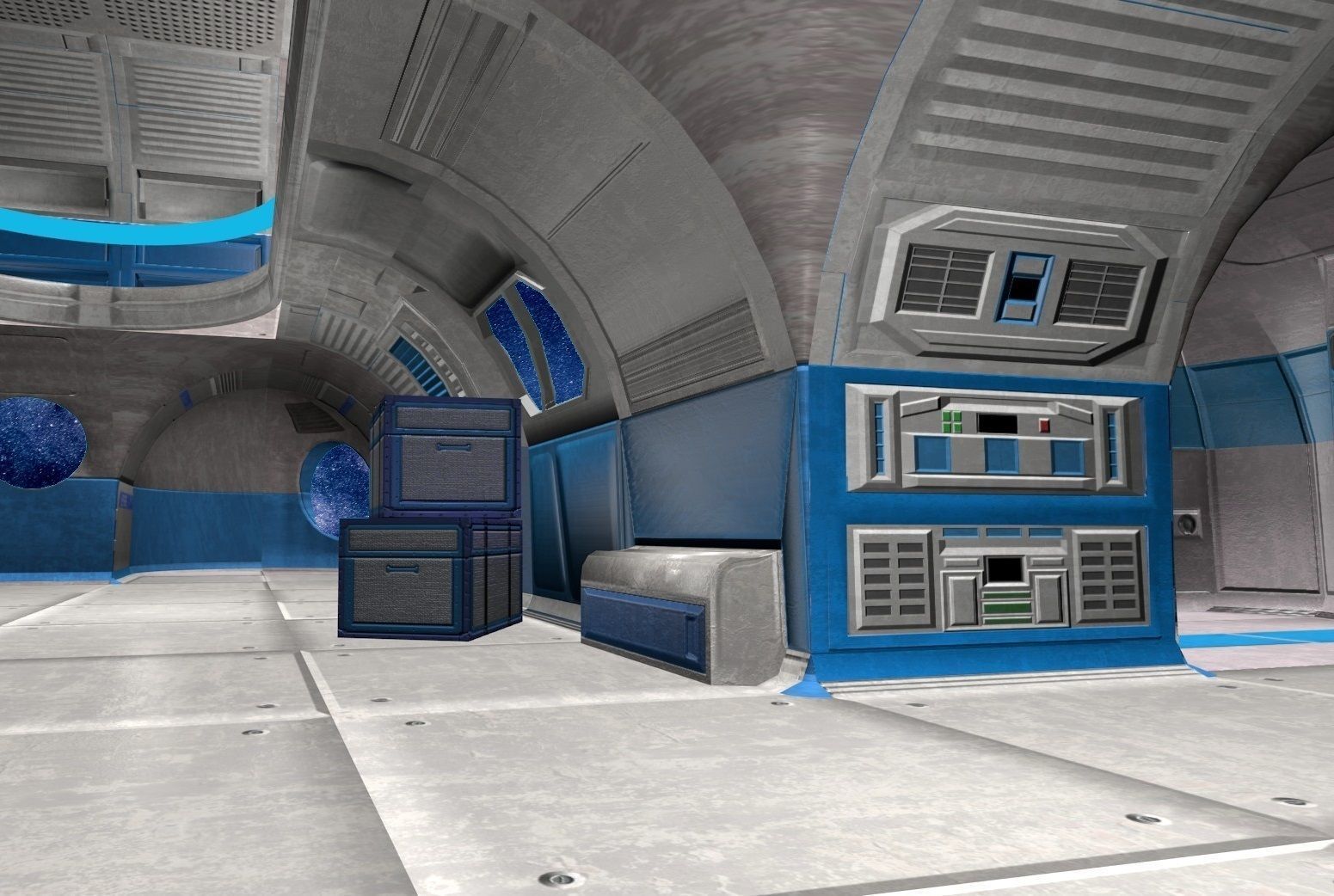 Game-Ready Modular Space Station Interior Kit Low-poly 3D model_2