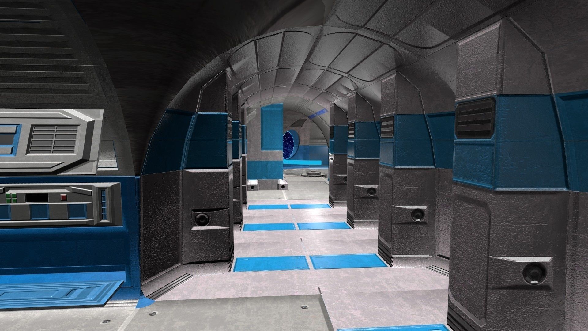 Game-Ready Modular Space Station Interior Kit Low-poly 3D model_1