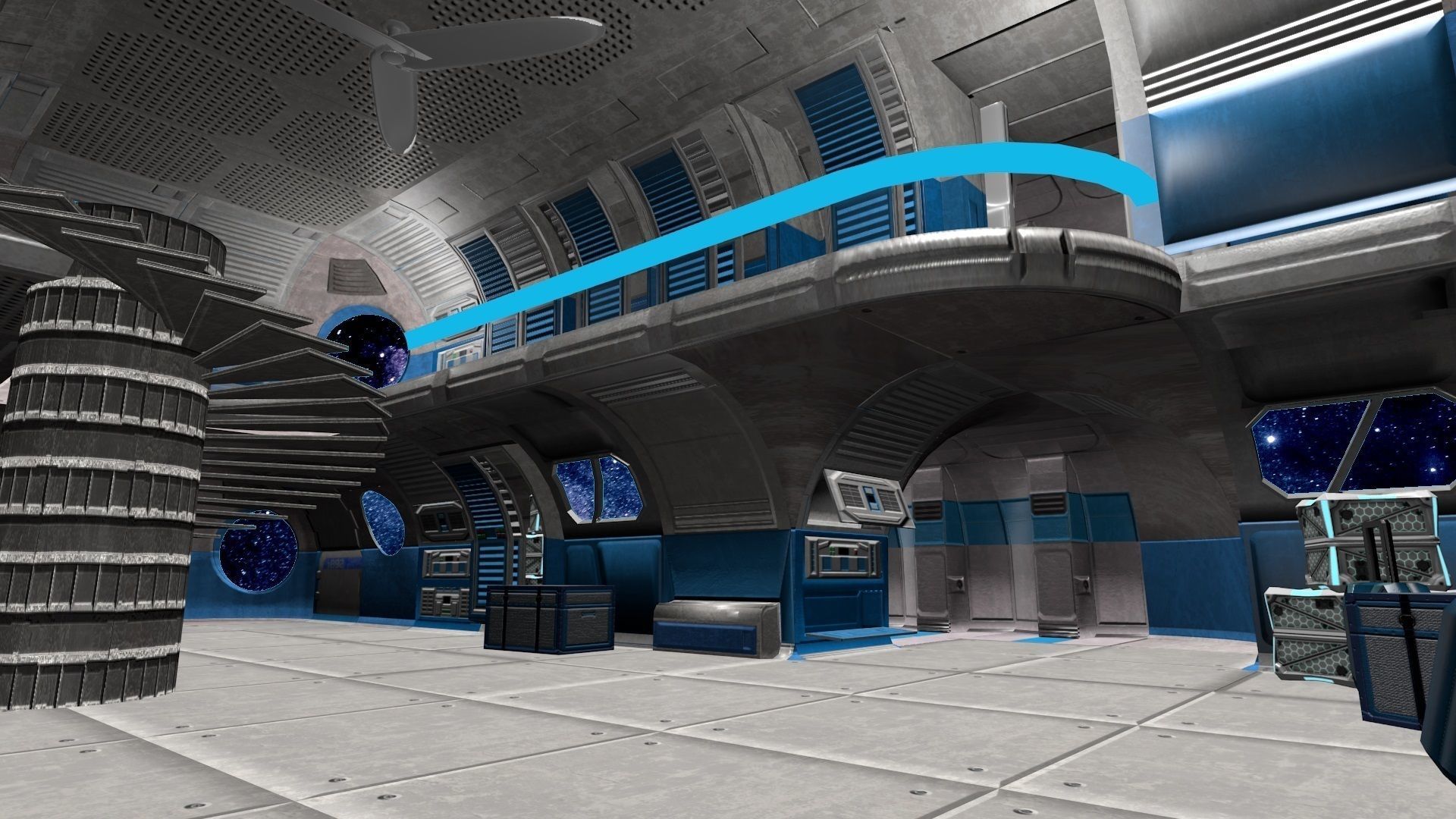 Game-Ready Modular Space Station Interior Kit Low-poly 3D model_11