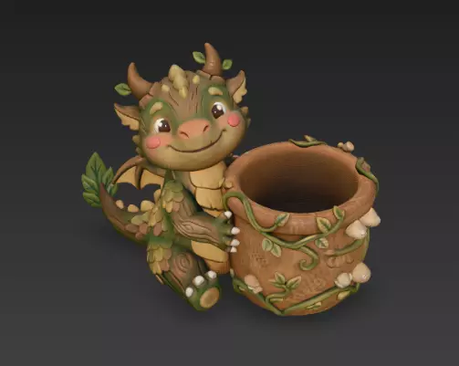 Dinosur Planter Pot 3D Model Fantasy Decorative Plant Holder 3D print model