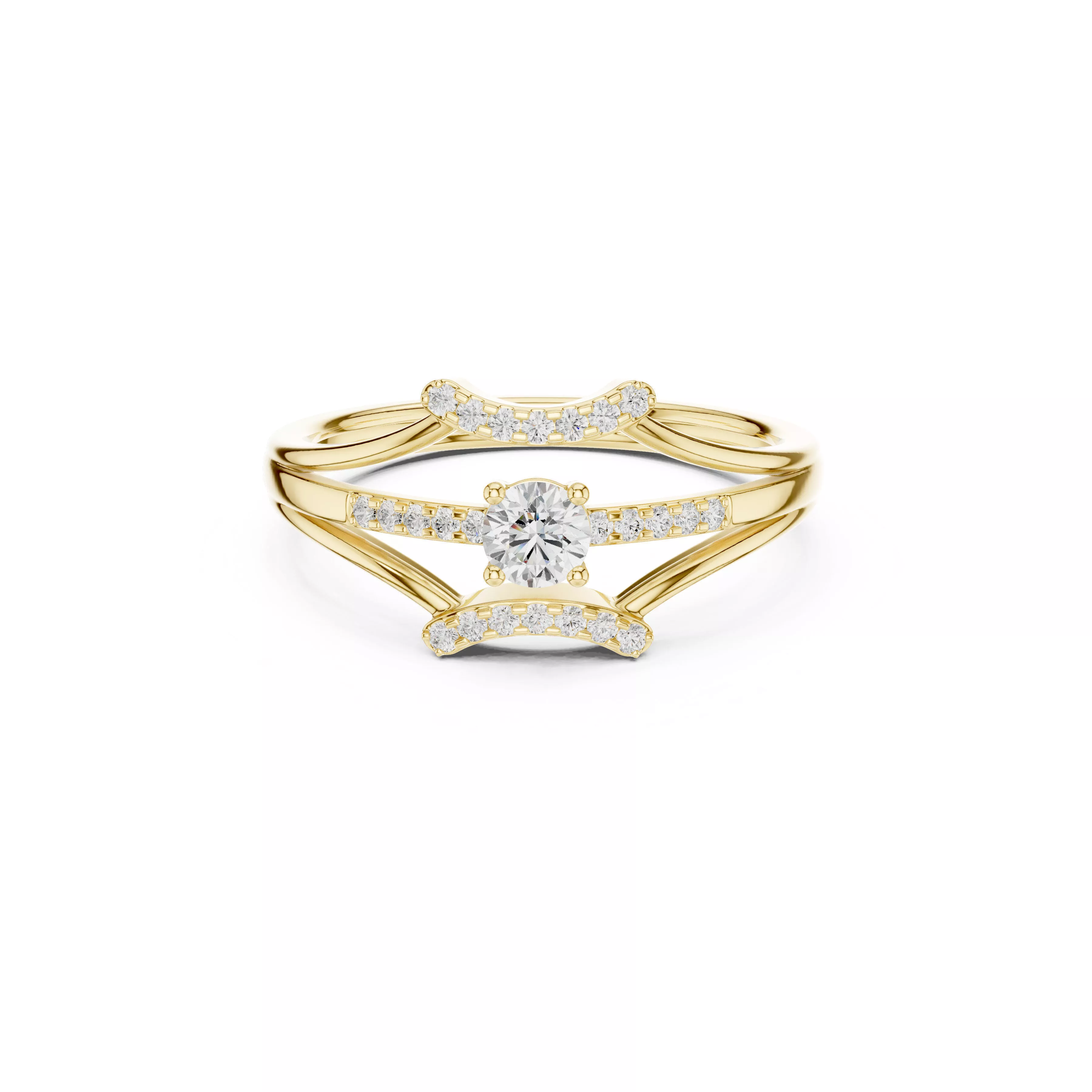 Luxury Double Chevron Diamond Engagement Ring Set STL 3DM 3D print model