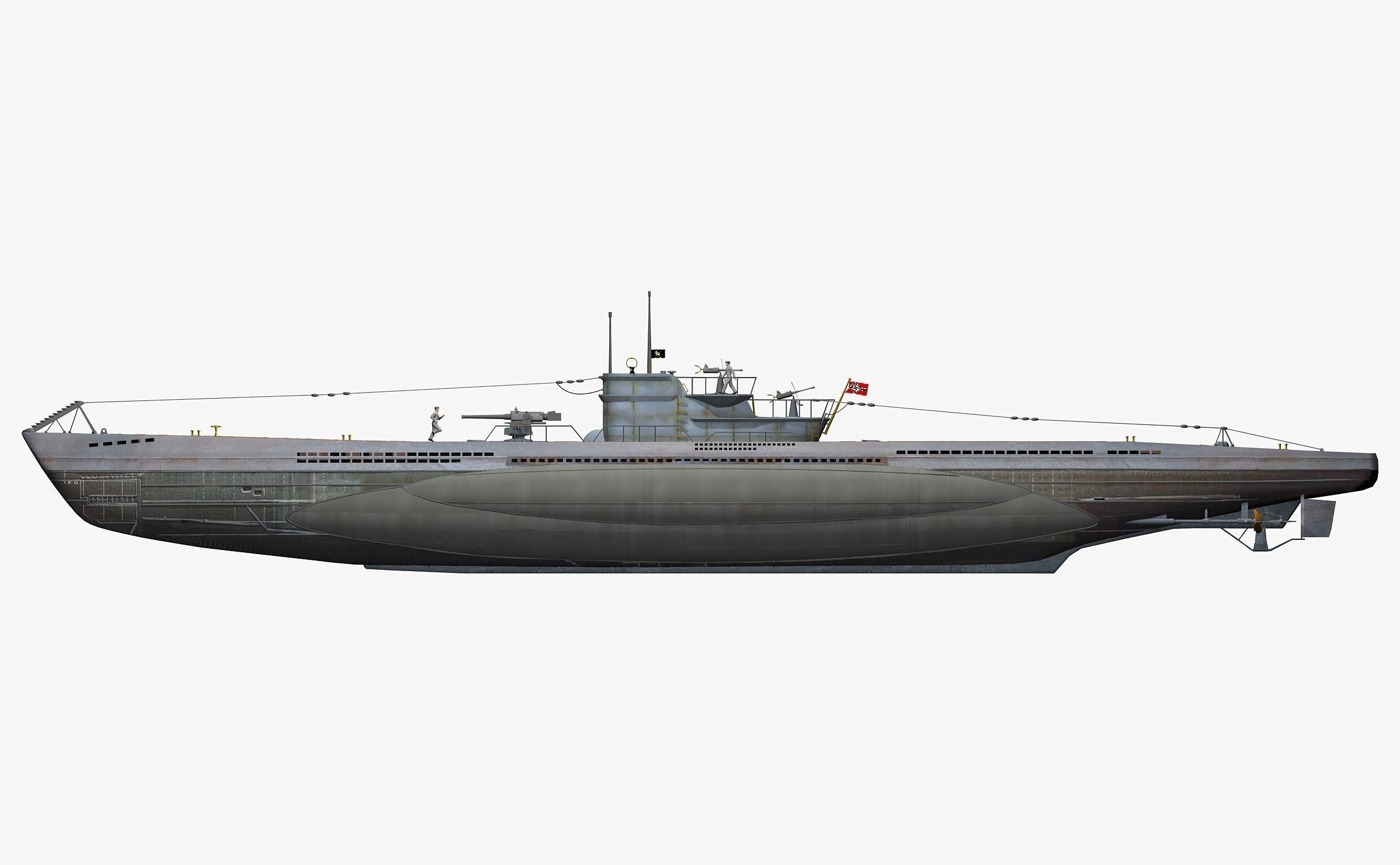 German U-BOAT Type VII 3D model_4