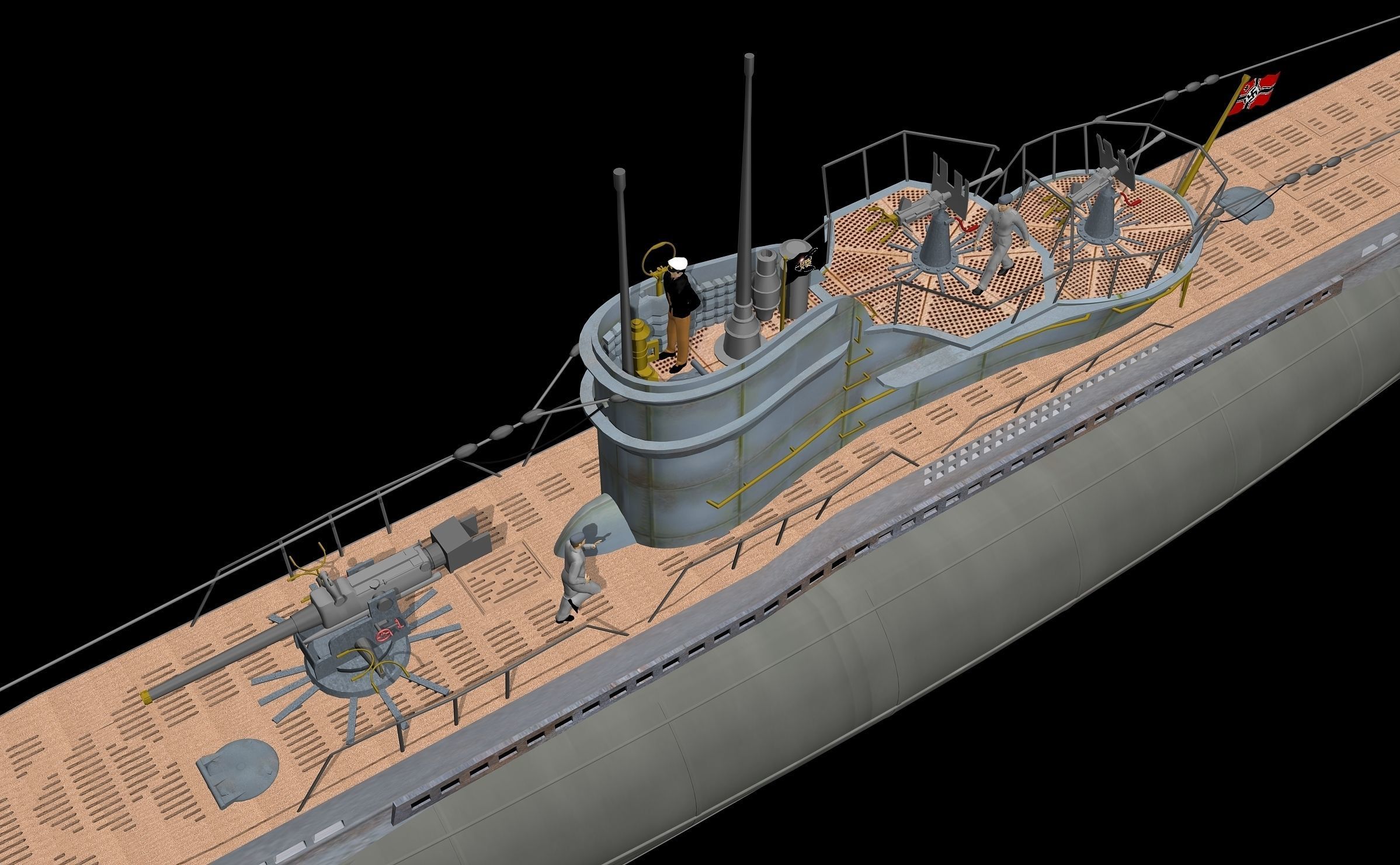 German U-BOAT Type VII 3D model_7