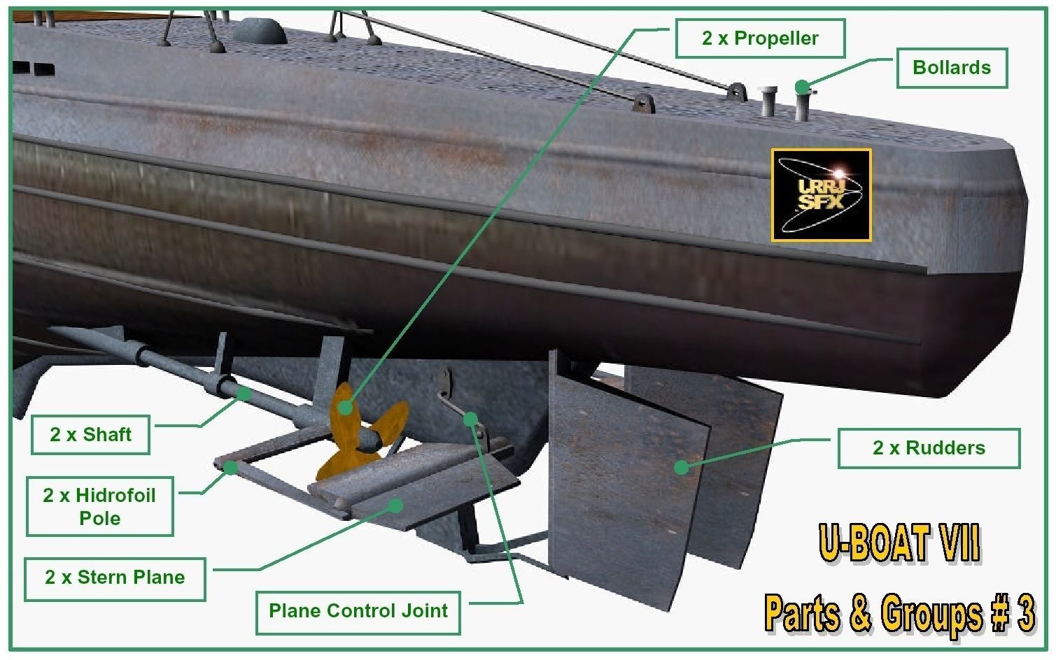 German U-BOAT Type VII 3D model_14