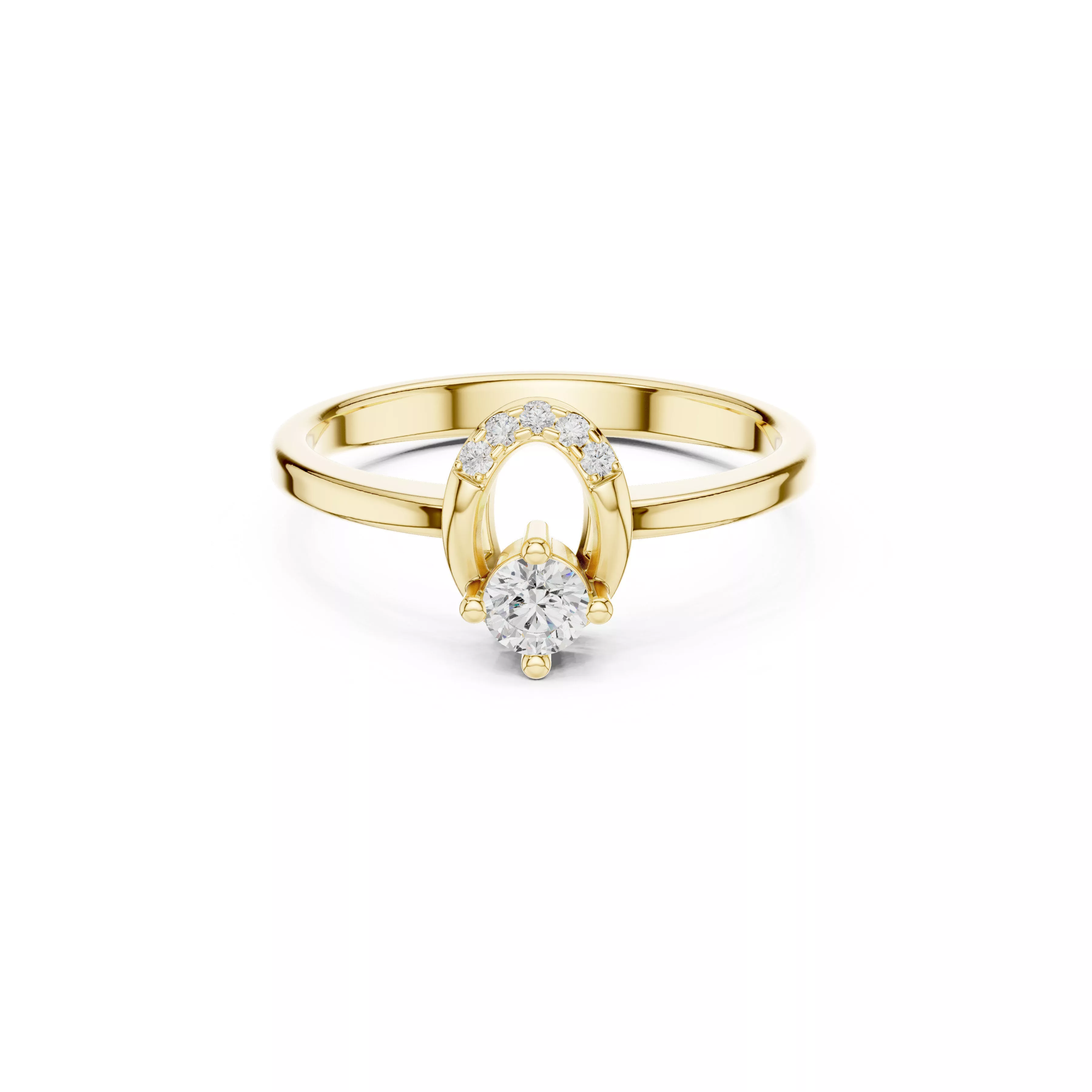 Lovely Horseshoe Halo Diamond Ring Modern Lucky Charm Bridal CAD 3D print model