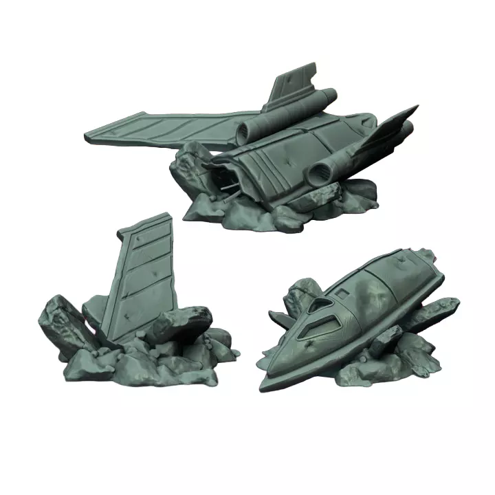 Destroyed Black Jet X 3D Print STL Miniature RPG 3D print model