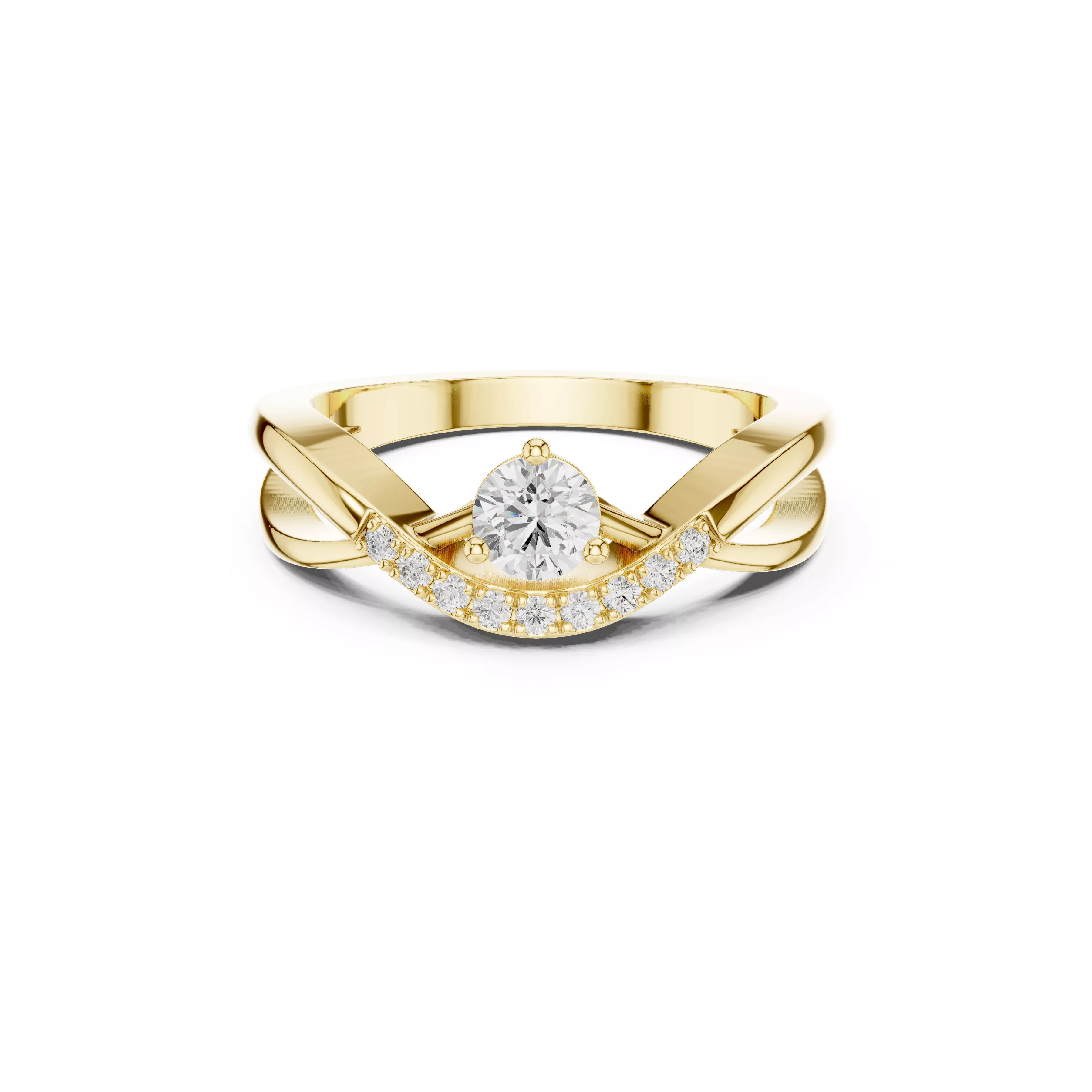Contemporary Chevron Diamond Engagement Ring STL 3DM 3D print model