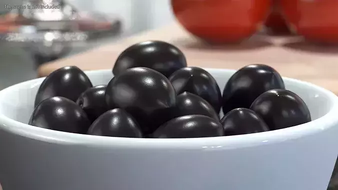 Bowl of Black Olives 3D model 3