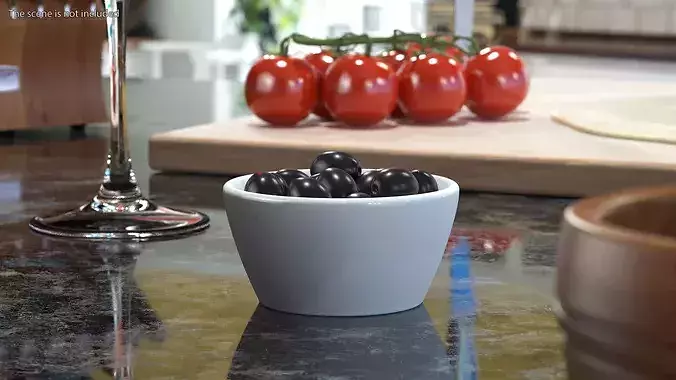 Bowl of Black Olives 3D model 2