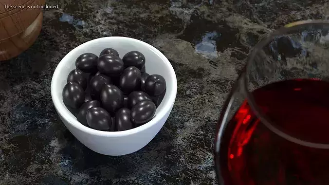 Bowl of Black Olives 3D model 4