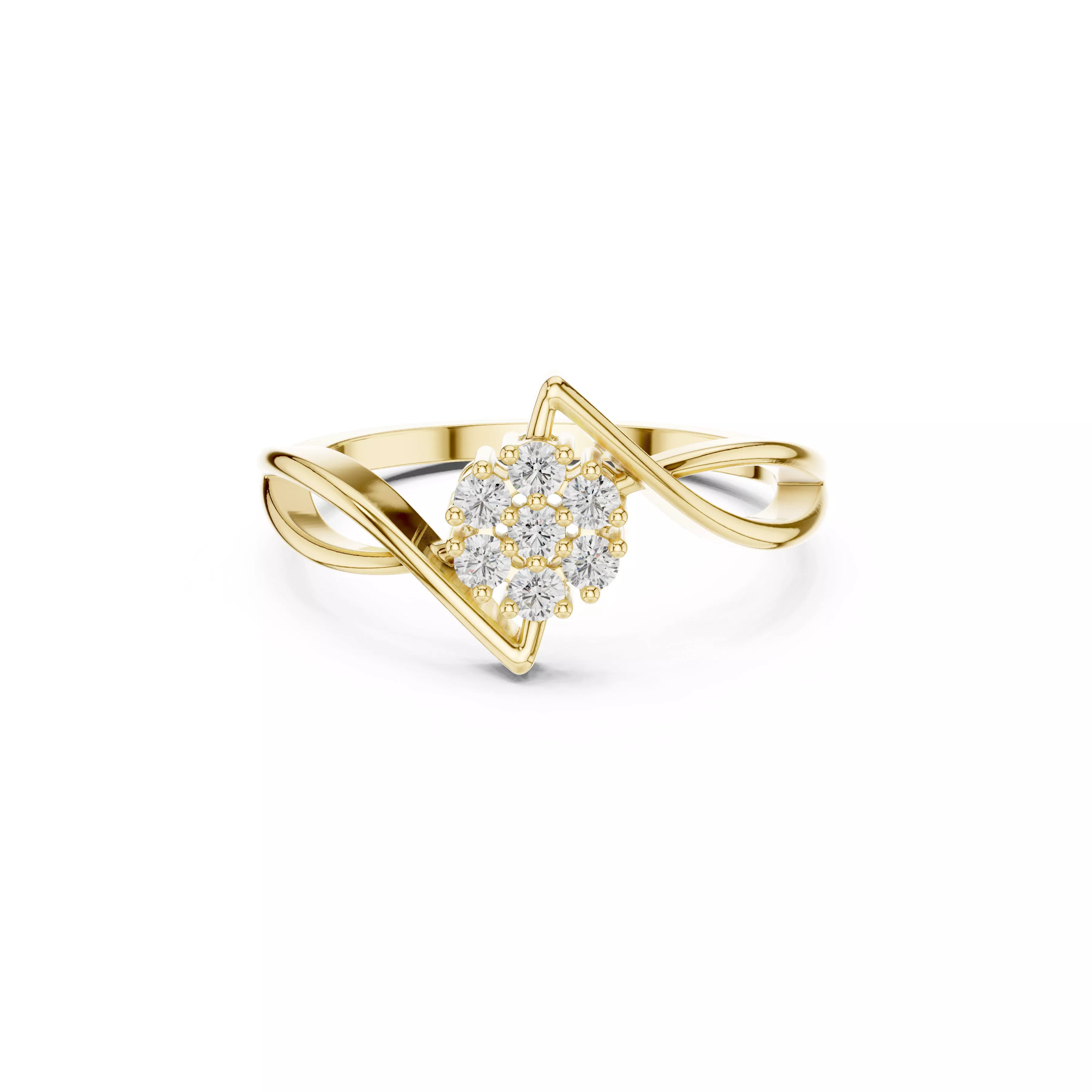 Jewelry Elegant Infinity Twist Diamond Cluster Ring STL 3DM 3D print model