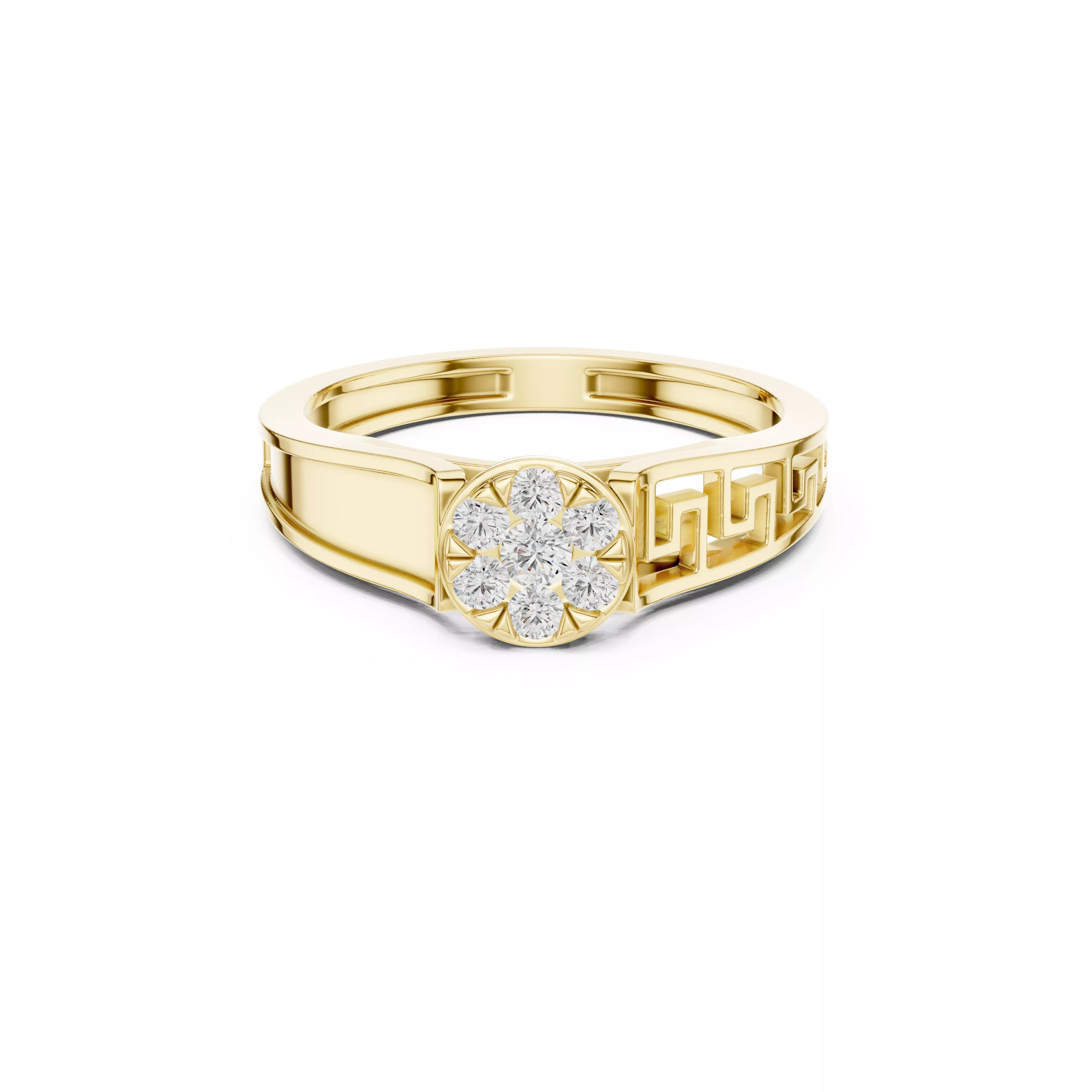 Luxury Greek Key Diamond Signet Ring STL 3DM 3D print model