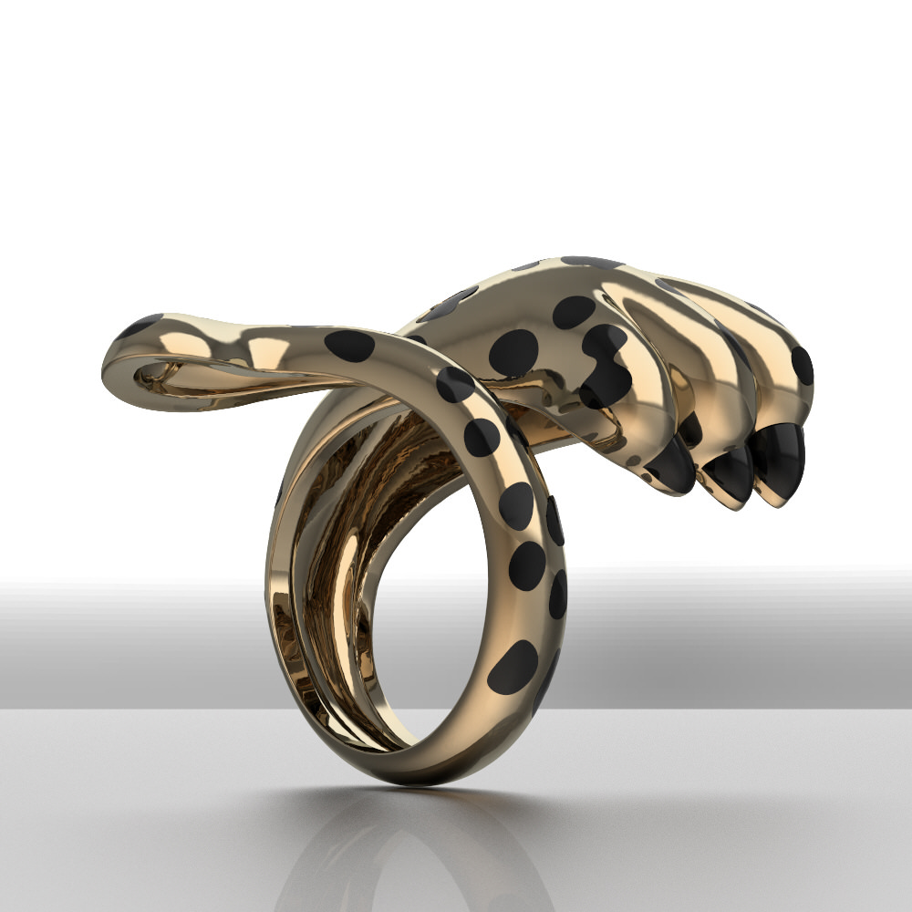 Ring  leopard paw 3D print model_1