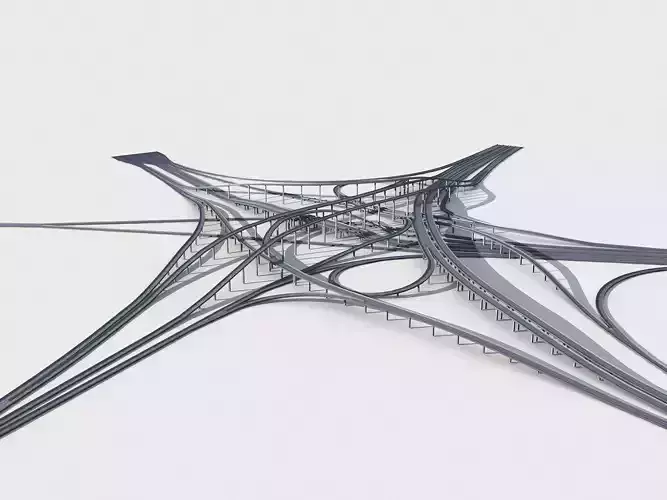 Highway Viaduct flyover 3D model-4 3D model