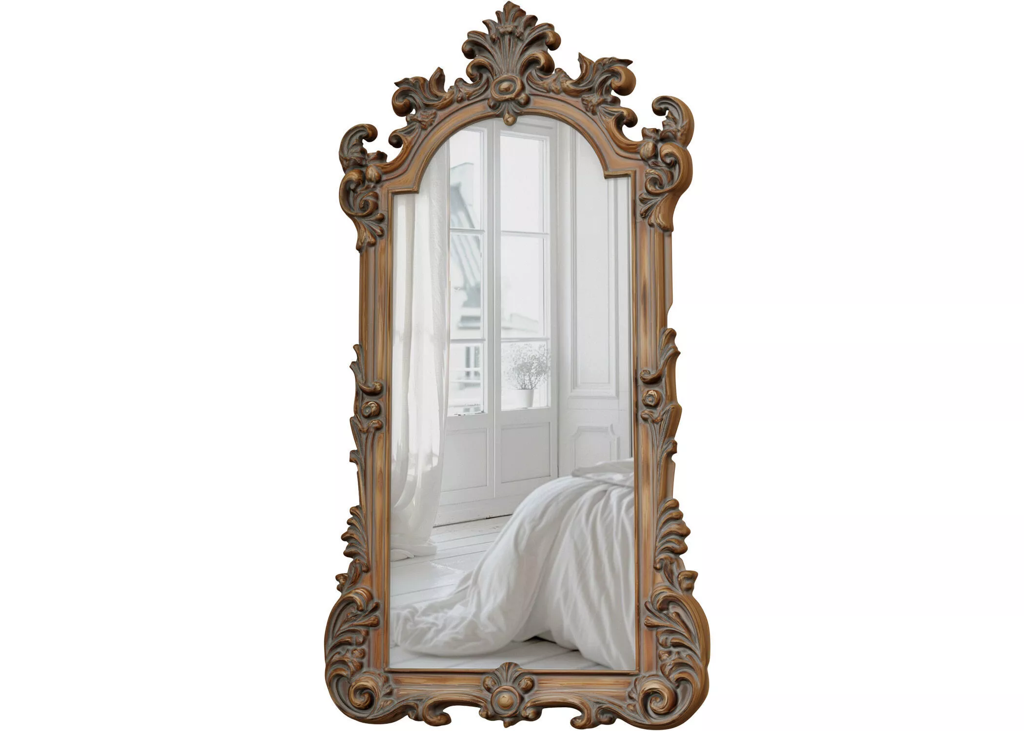 Classic Luxurious Full Length standing Floor Mirror Carved Frame 3D model