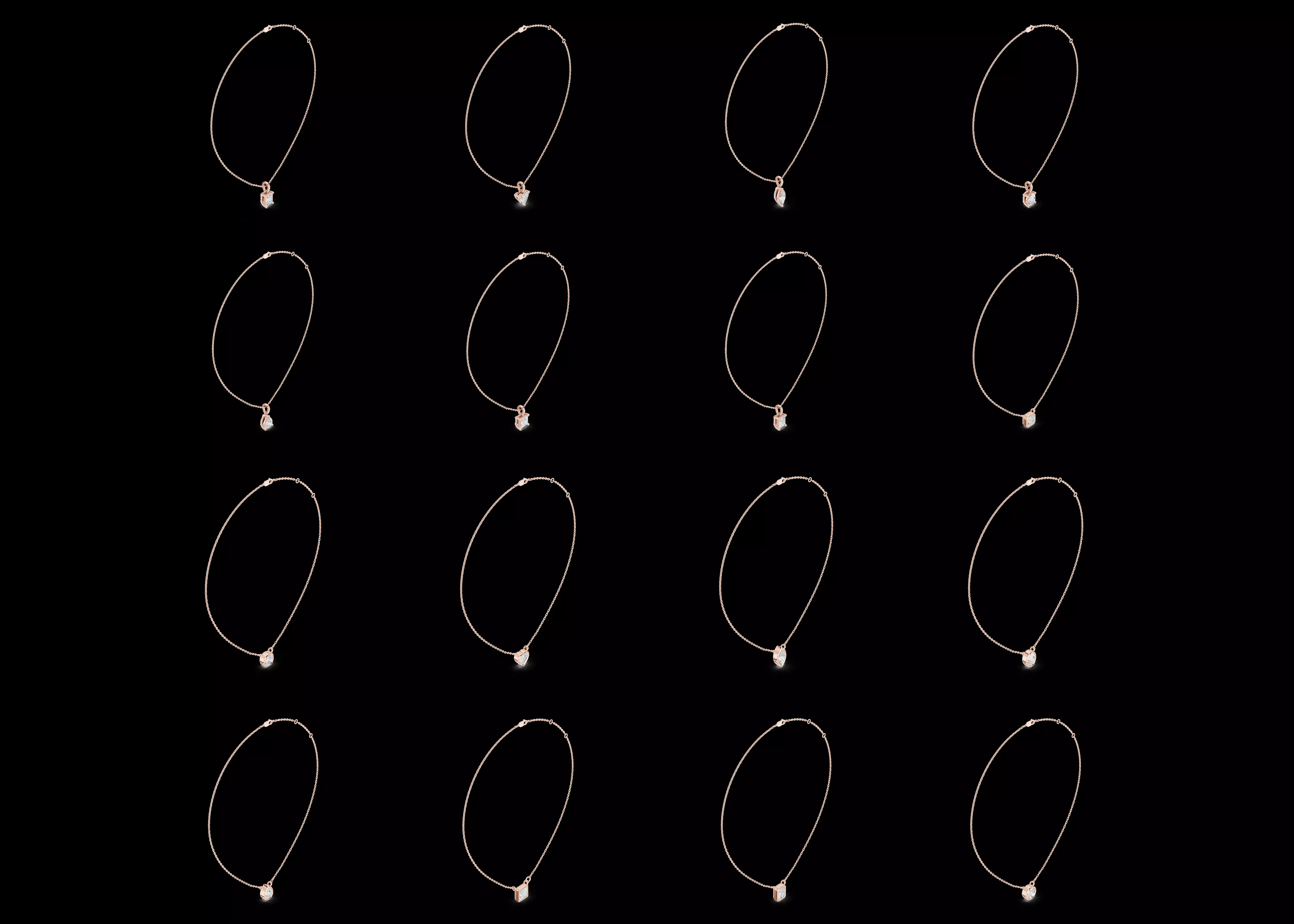 16 Solitaire Pendant CAD STL 3DM Necklace Jewelry Pack 3D print model