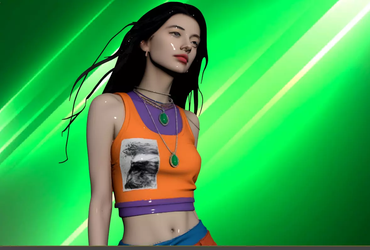 A91- Chinese Style Scene - Youthful and Beautiful Girl 3D model