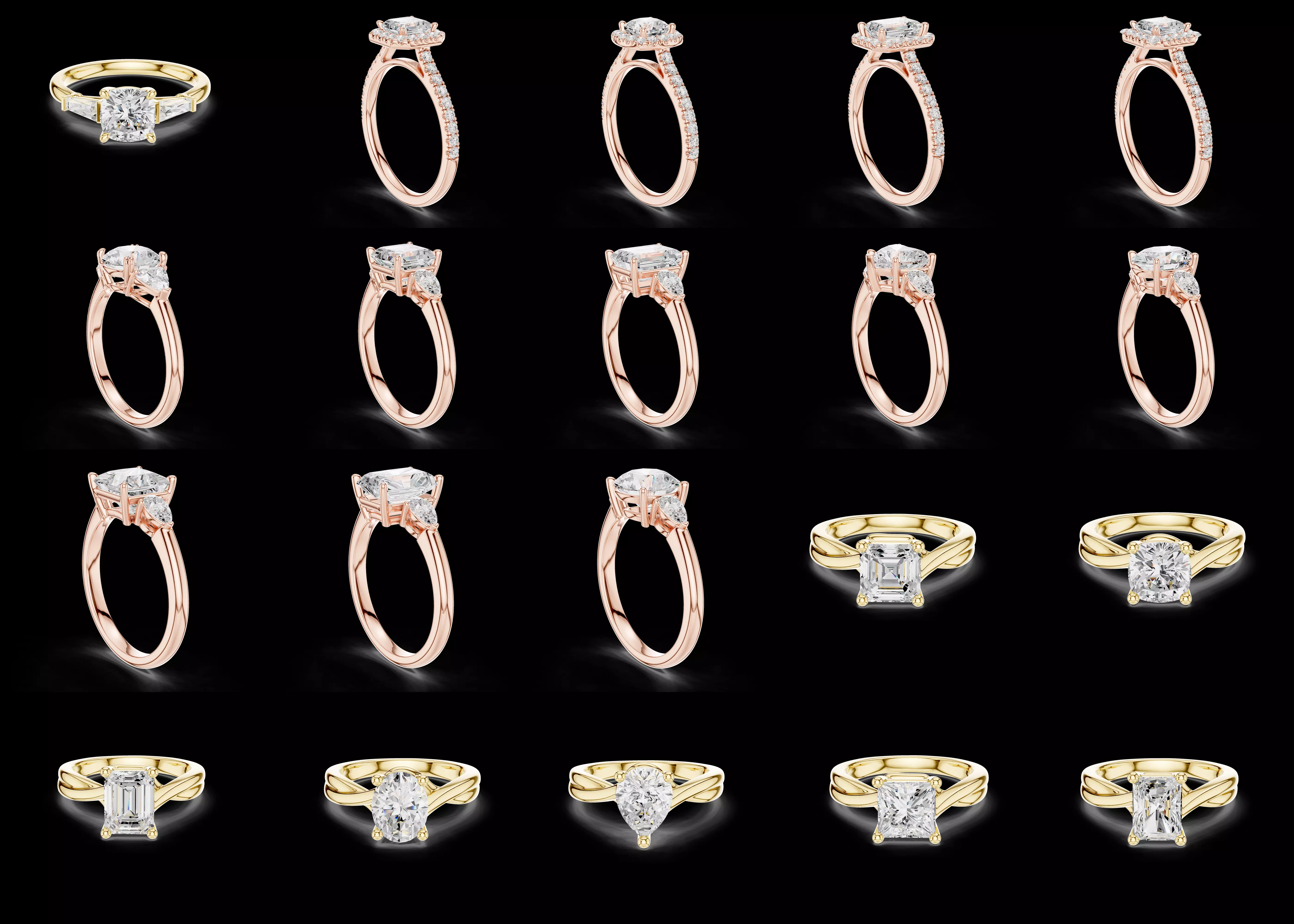 14 Solitaire Engagement Ring Combo Pack STL 3DM Models 3D print model