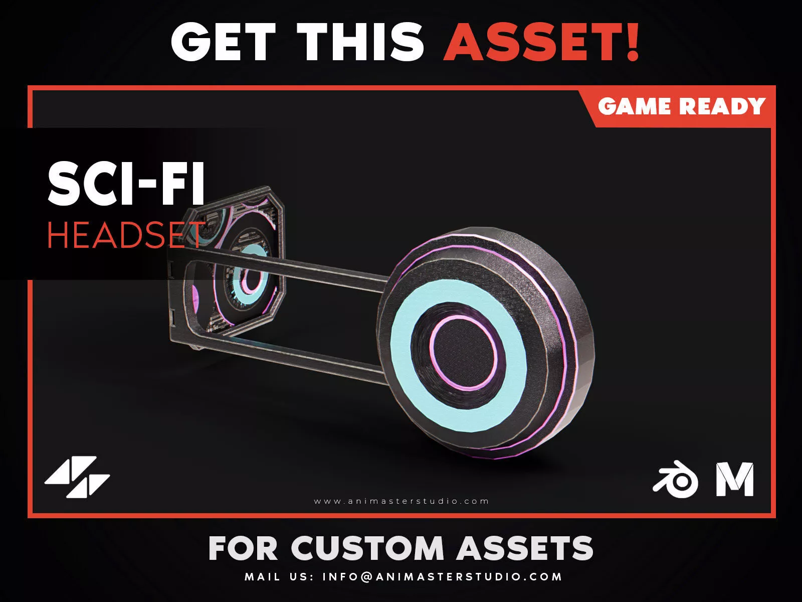 Sci-Fi Headset Low-poly 3D model