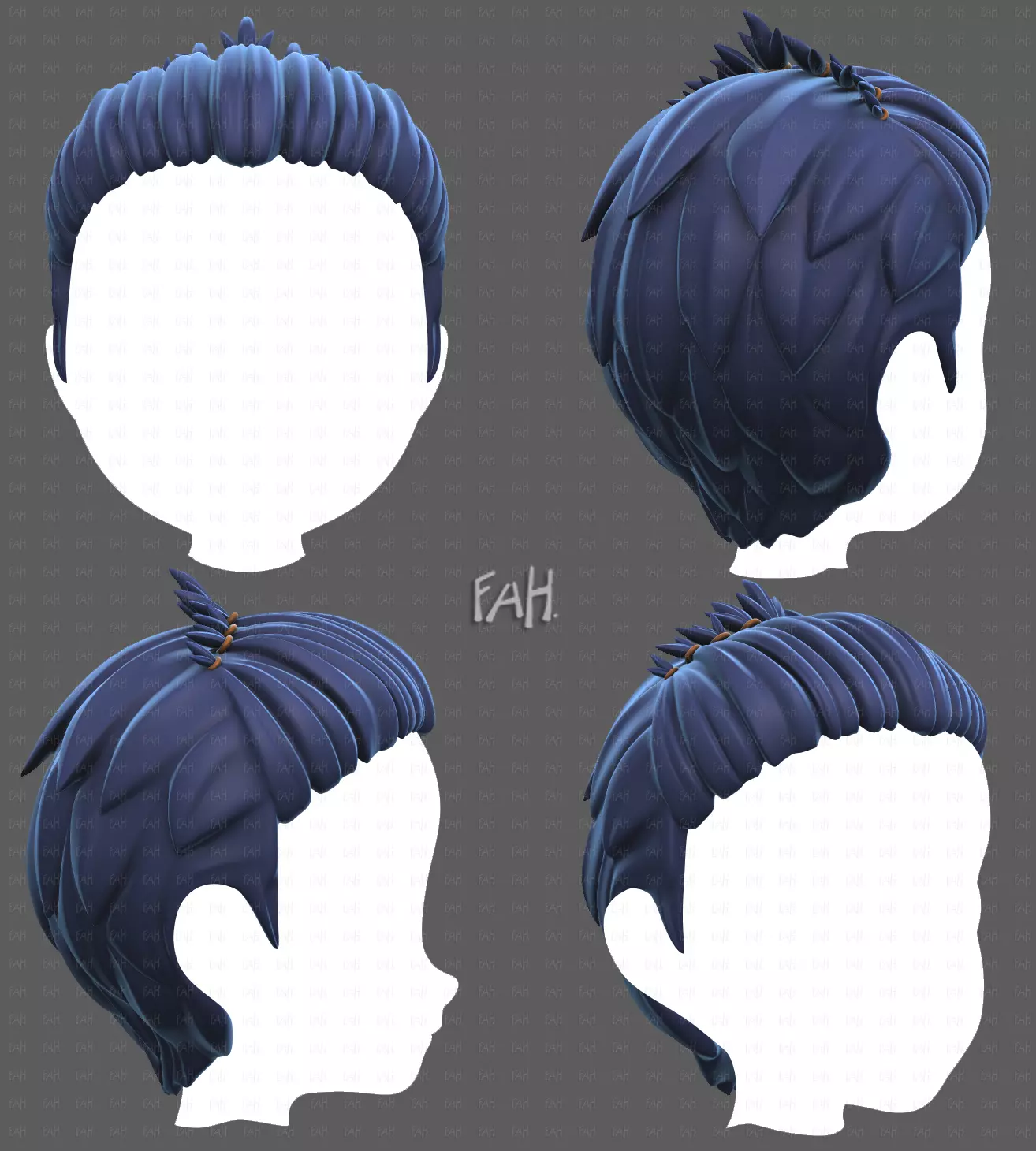 Base Hair for Boy V66 Low-poly 3D model
