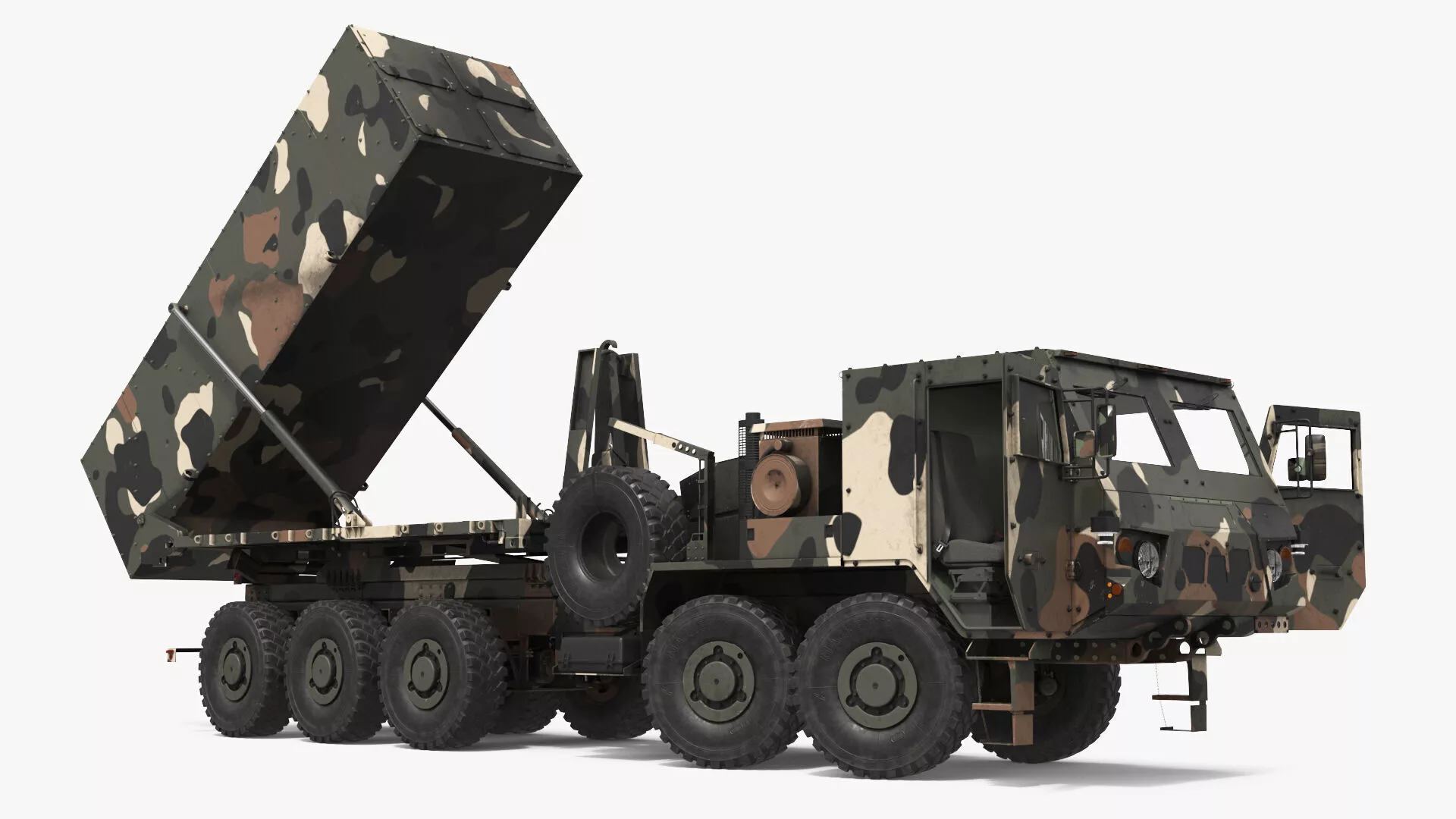 Heavy Duty Missile Launcher Vehicle with Module Camo Rigged 3D model