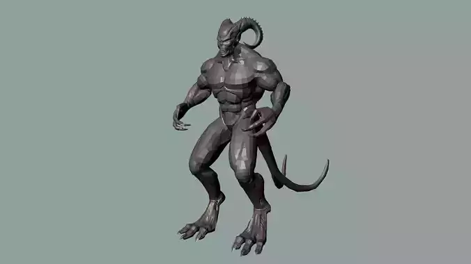 monster demon with long arms and legs Low-poly 3D model
