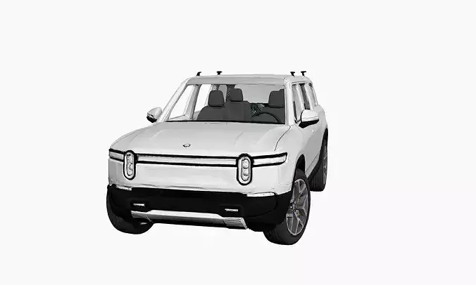Rivian R1S Electric Adventure SUV partial interior 3D model 3