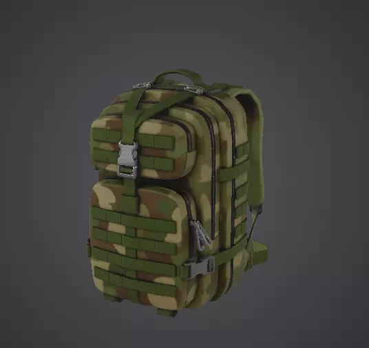 Low Poly Tactical Camouflage Military Backpack Low-poly 3D model