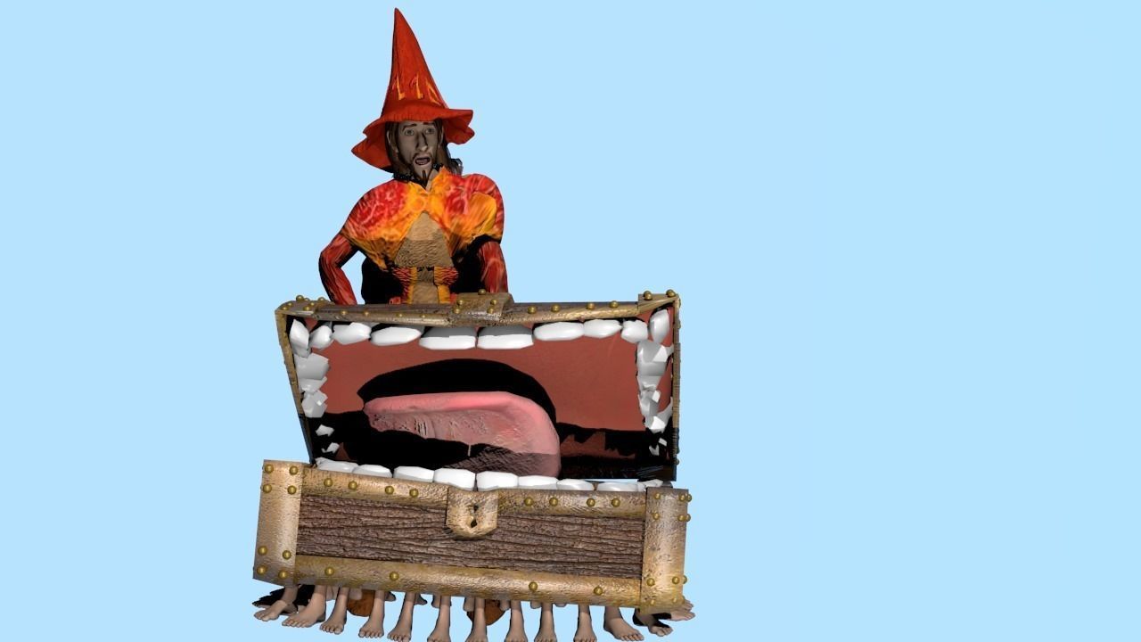 Wizard Rincewind and Luggage Low-poly 3D model_2