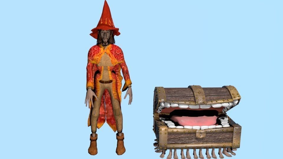 Wizard Rincewind and Luggage Low-poly 3D model_5