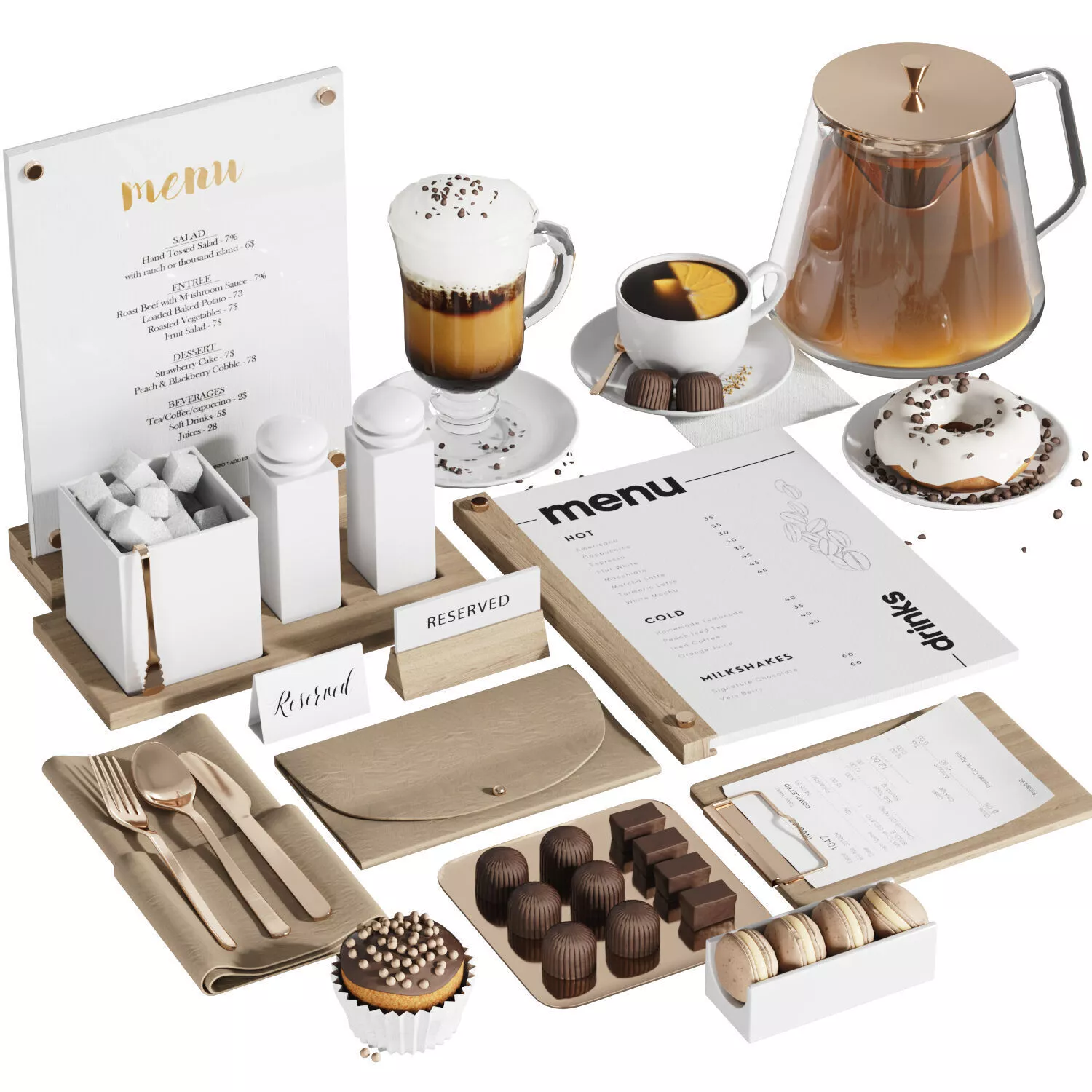 Cafe restaurant and canteen tableware set 10 3D model