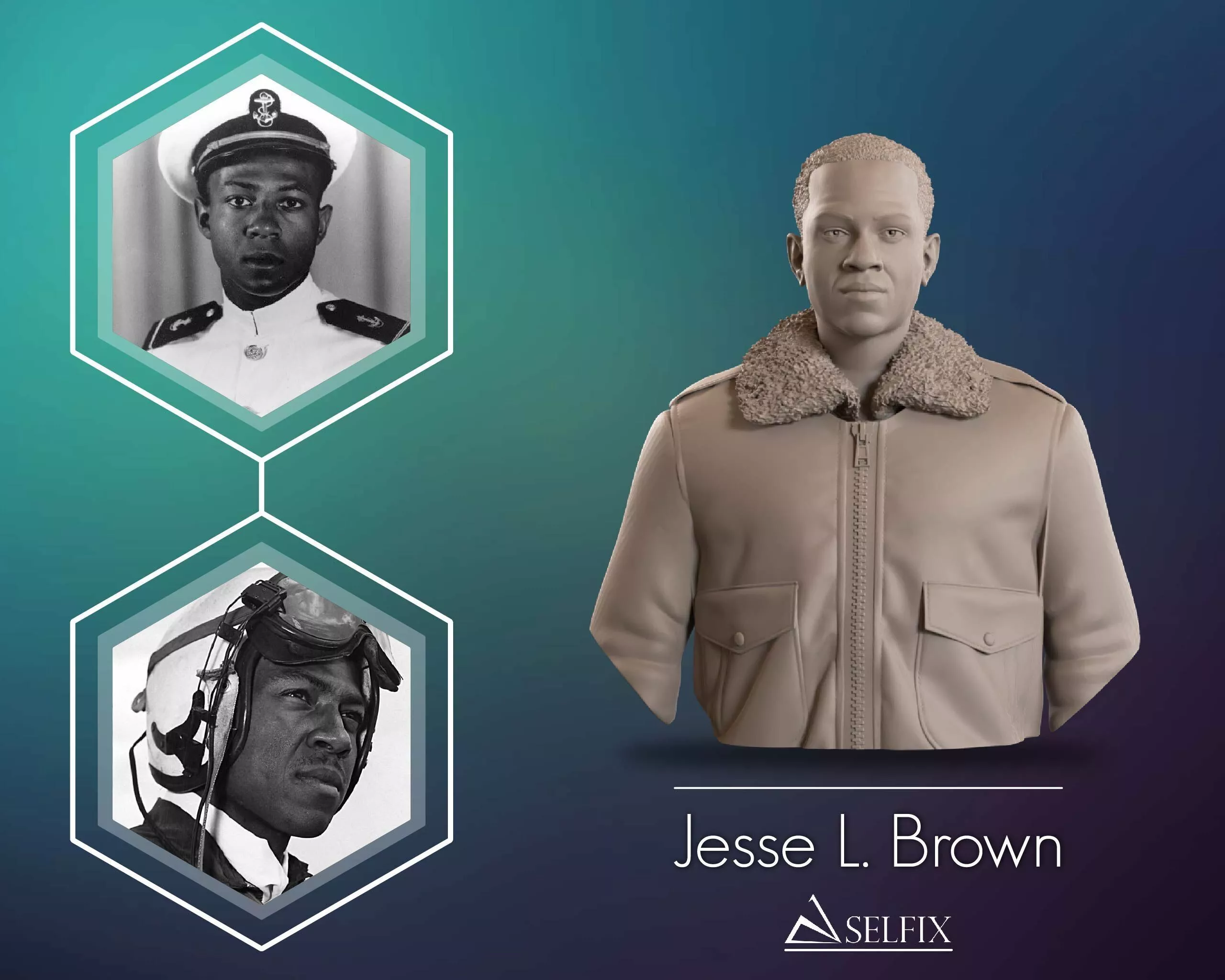 Jesse L Brown Bust Sculpture 3D print model
