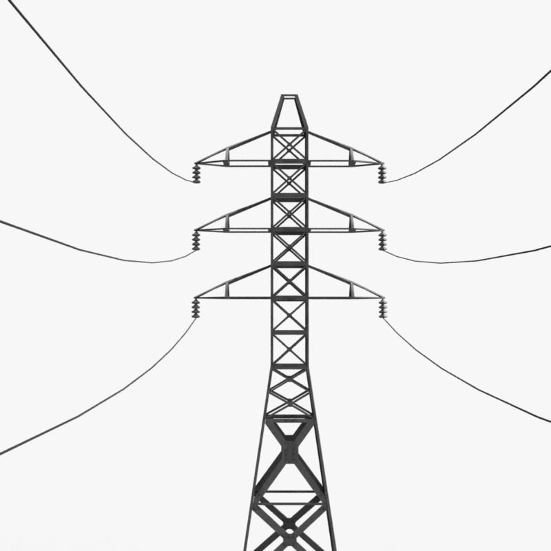 Powerline Low-poly 3D model_1