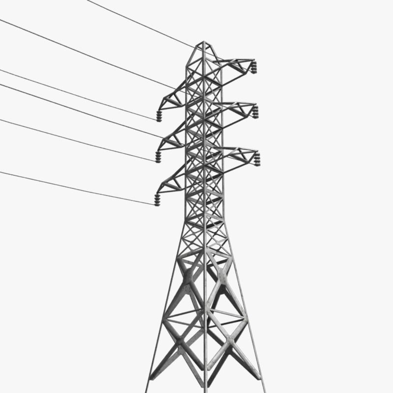 Powerline Low-poly 3D model_2