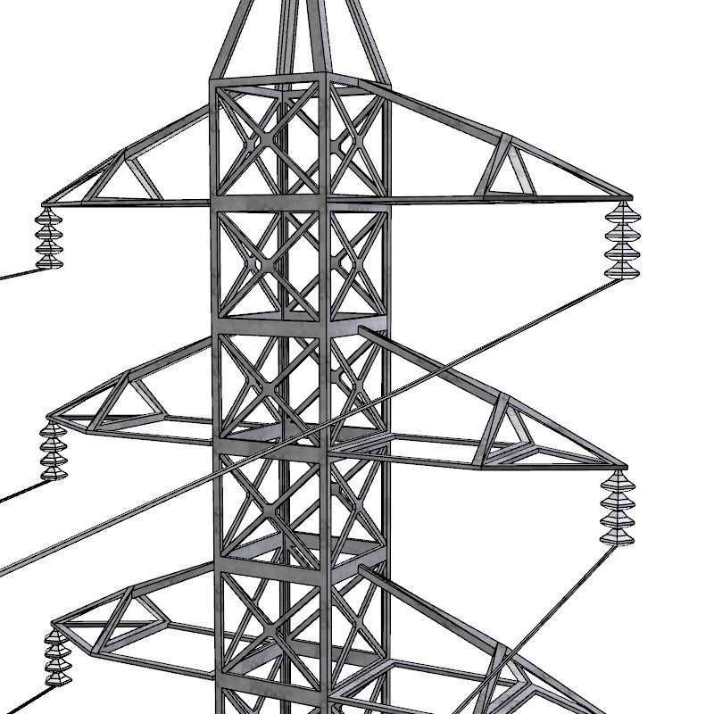 Powerline Low-poly 3D model_3