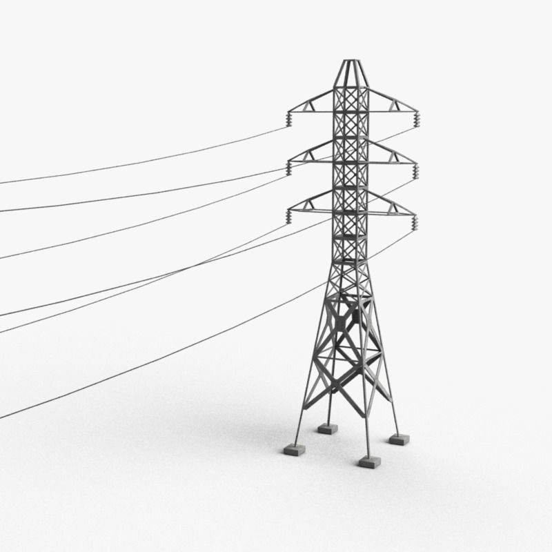 Powerline Low-poly 3D model_0